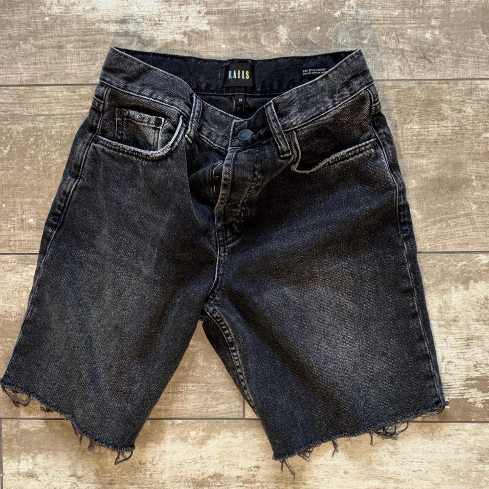 Rails Black Washed Denim Cutoff Shorts